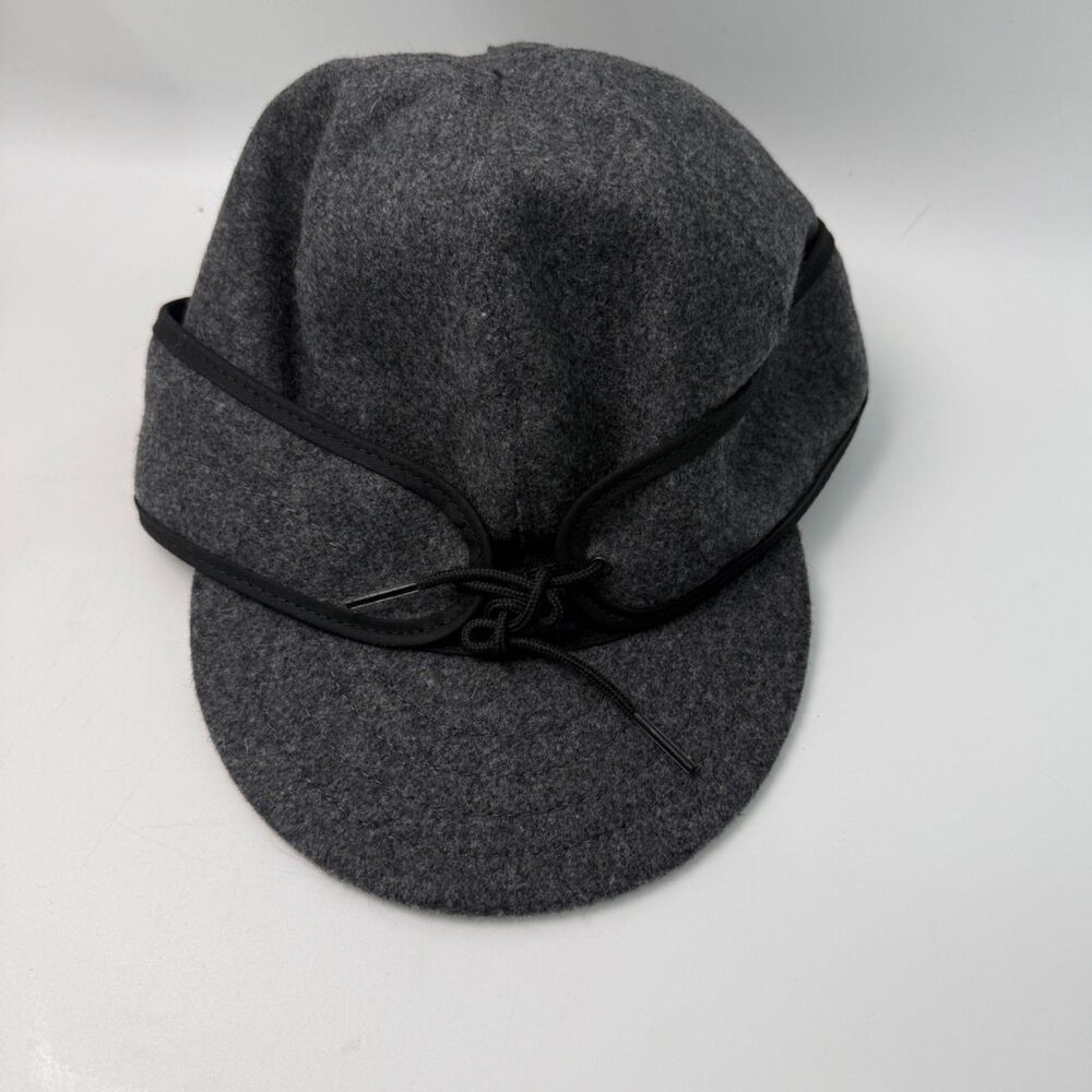 Stormy Kromer Men's 7 The Rancher Cap Gray Wool Hat Earflap Classic Warm